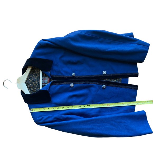 Vintage Loden Cropped Jacket Pure New Wool Women's Lined Velvet Collar Trim - Picture 6 of 11